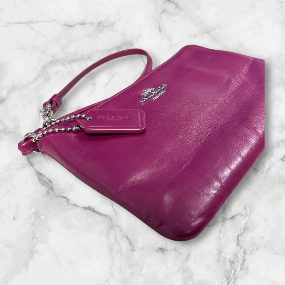 Coach Fuchsia Leather Wristlet - Picture 4 of 6